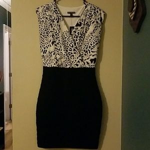 Black and White Animal Print Bandage Dress